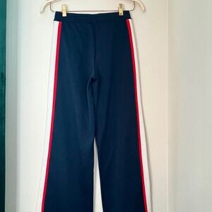 Tory Burch Classic Women’s Wide Leg Track Pants Sz XS Navy Blue/Snow/Red